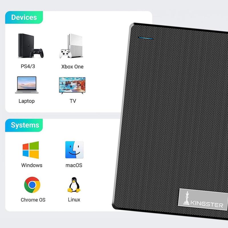 KINGSTER® External Hard Drive – Black
