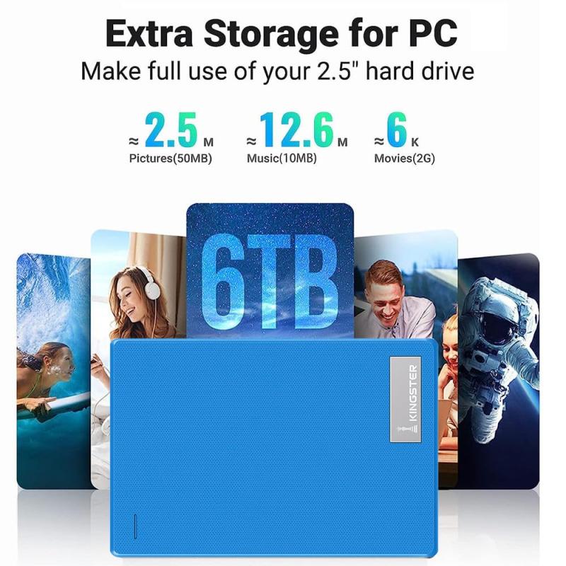 KINGSTER®  External Hard Drive – Blue