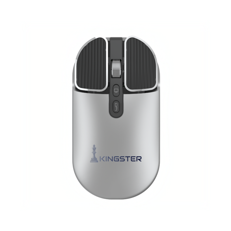 KINGSTER® Glide Pro Silent Dual-Mode Wireless Mouse (BT 5.2 + 2.4GHz) — Silver